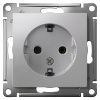 AtlasDesign алюминий розетка скрытая 1-мест заземление IP20 
