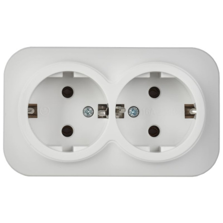 Глори белый розетка открытая 2-мест заземление IP20 