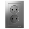AtlasDesign сталь розетка скрытая 2-мест IP20 