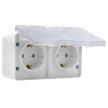 AtlasDesign Profi54 белый розетка открытая 2-мест шторки IP54 