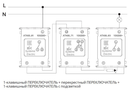 AtlasDesign белый переключатель 1кл скрытая 10А IP20 перекрестный