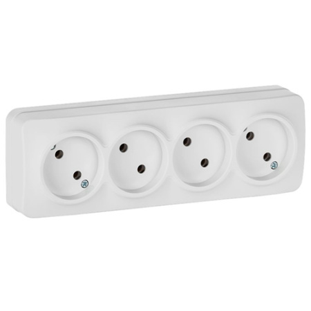 Глори белый розетка открытая 4-мест IP20 