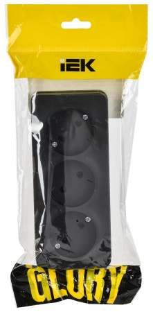 купить Глори черный розетка открытая 3-мест IP20  в Самаре Глори черный розетка открытая 3-мест IP20