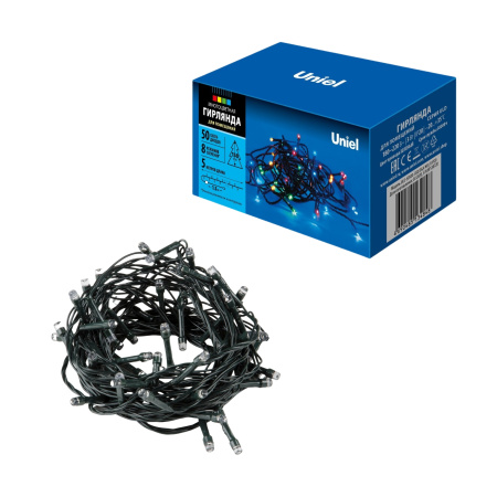 купить Гирлянда нить 5м мультицвет 50свд IP20 зеленый провод  в Самаре Гирлянда нить 5м мультицвет 50свд IP20 зеленый провод