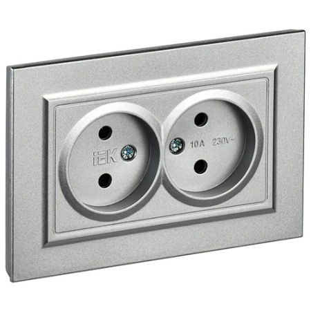 купить Брайт алюминий розетка скрытая 2-мест IP20  в Самаре Брайт алюминий розетка скрытая 2-мест IP20