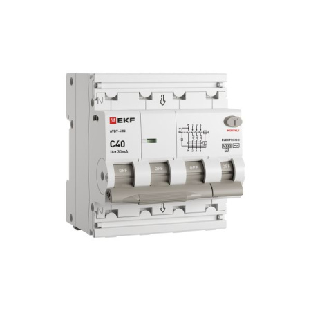 Дифавтомат 4Р 40А C тип AC 30мА 6кА 4мод АВДТ-63N EKF PROxima