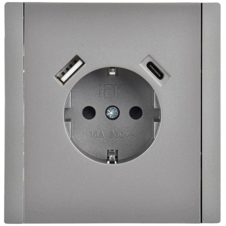 купить Фортепиано сталь розетка скрытая 1-мест заземление шторки USB IP20 18Вт в Самаре Фортепиано сталь розетка скрытая 1-мест заземление шторки USB IP20 18Вт