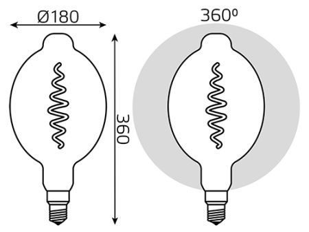 Лампа декор свд Е27 8,5Вт 1800К 165лм BT180 серая филамент Gauss 