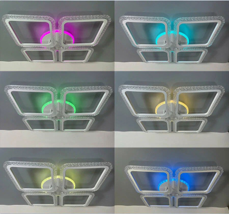 купить Светильник потолочный (люстра) свд 75Вт 3000-6500К 5625лм белый пульт диммер подсветка RGB, Bluetoot в Самаре Светильник потолочный (люстра) свд 75Вт 3000-6500К 5625лм белый пульт диммер подсветка RGB, Bluetoot