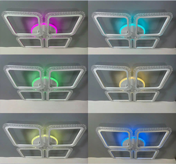 купить Светильник потолочный (люстра) свд 75Вт 3000-6500К 5625лм белый пульт диммер подсветка RGB, Bluetoot в Самаре Светильник потолочный (люстра) свд 75Вт 3000-6500К 5625лм белый пульт диммер подсветка RGB, Bluetoot