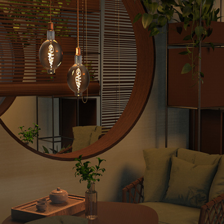 Лампа декор свд Е27 8,5Вт 1800К 165лм BT180 серая филамент Gauss 