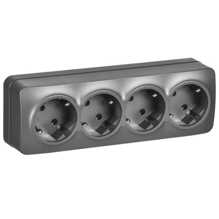 купить Глори сталь розетка открытая 4-мест заземление IP20  в Самаре Глори сталь розетка открытая 4-мест заземление IP20