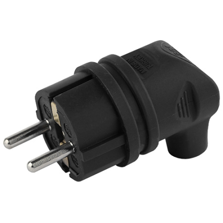 купить Вилка 16А угловая заземление черный каучук IP44 ЭРА  в Самаре Вилка 16А угловая заземление черный каучук IP44 ЭРА