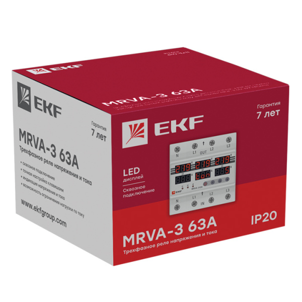 купить Реле напряжения и тока 3ф 63А 5мод MRVA EKF с дисп. в Самаре Реле напряжения и тока 3ф 63А 5мод MRVA EKF с дисп.