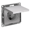 AtlasDesign алюминий розетка скрытая 1-мест заземление с крышкой шторки IP20 