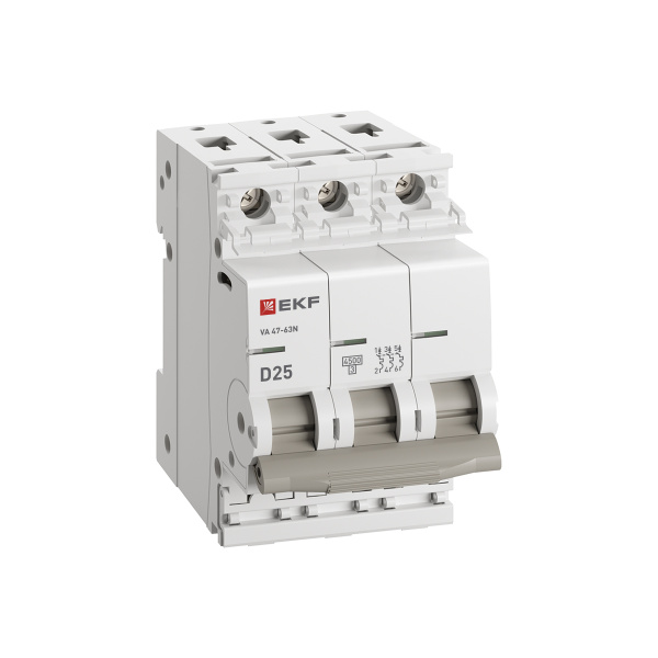 купить Автомат 3Р 25А D 4,5кА ВА47-63N EKF PROxima  в Самаре Автомат 3Р 25А D 4,5кА ВА47-63N EKF PROxima