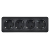 Глори черный розетка открытая 4-мест заземление IP20 