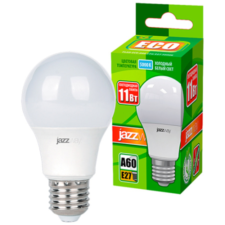 купить Лампа светодиодная 220В Е27 11Вт 5000К 840лм стандарт A60 матовая Jazzway  в Самаре Лампа светодиодная 220В Е27 11Вт 5000К 840лм стандарт A60 матовая Jazzway