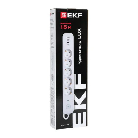 купить Удлинитель 5-мест 1,5м ПВС 3*1,5 белый выкл EKF  2USB 2,4А+2USBtype-С в Самаре Удлинитель 5-мест 1,5м ПВС 3*1,5 белый выкл EKF  2USB 2,4А+2USBtype-С