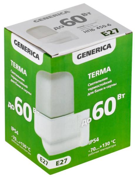 Светильник НПП 60Вт E27 цилиндр белый IP54 TERMA GENERICA (IEK) угловой д/сауны+125° керамика