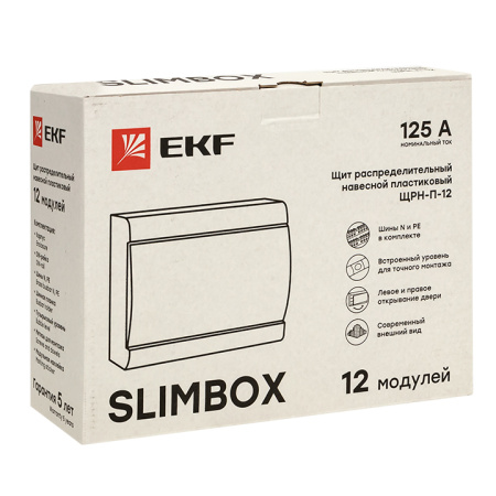 Бокс 12мод навесной белый черная прозрачная дверь IP41 SlimBox EKF 