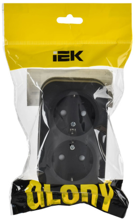 купить Глори черный розетка открытая 2-мест заземление шторки IP20  в Самаре Глори черный розетка открытая 2-мест заземление шторки IP20