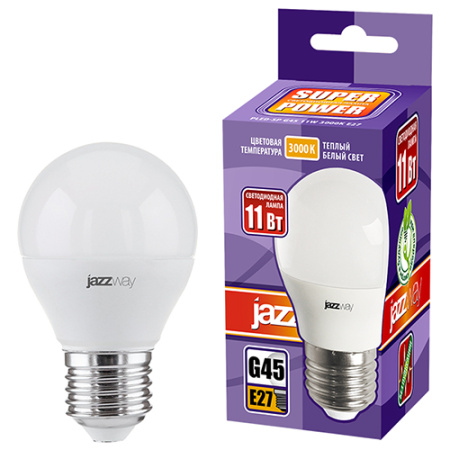 купить Лампа шар свд Е27 11Вт 3000К 950лм G45 матовый Jazzway в Самаре Лампа шар свд Е27 11Вт 3000К 950лм G45 матовый Jazzway