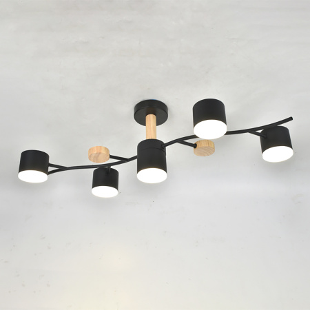 купить Светильник потолочный (люстра) 5*15Вт GX53 белый/дерево  в Самаре Светильник потолочный (люстра) 5*15Вт GX53 белый/дерево