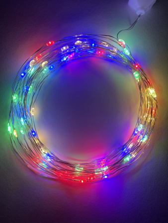 купить Гирлянда нить 10м мультицвет 100свд с контроллером IP20 серебро провод статич.свечение в Самаре Гирлянда нить 10м мультицвет 100свд с контроллером IP20 серебро провод статич.свечение
