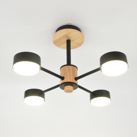 купить Светильник потолочный (люстра) 4*15Вт GX53 черный/дерево в Самаре Светильник потолочный (люстра) 4*15Вт GX53 черный/дерево