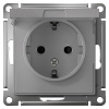 AtlasDesign алюминий розетка скрытая 1-мест заземление с крышкой шторки IP20 
