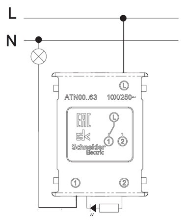AtlasDesign белый переключатель 1кл с подсветкой скрытая 10А IP20 