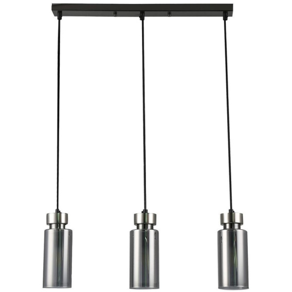 купить Светильник подвес 3*15Вт E14 никель цилиндр дымчатый  в Самаре Светильник подвес 3*15Вт E14 никель цилиндр дымчатый