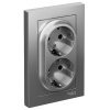 AtlasDesign сталь розетка скрытая 2-мест заземление IP20 