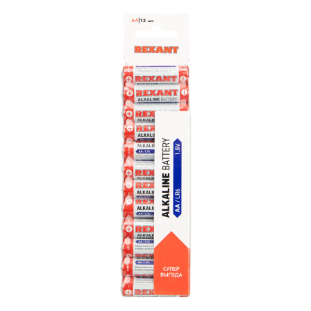 купить Упаковка батареек 12 штук AA (пальчиковые) алкалиновые Rexant в Самаре Упаковка батареек 12 штук AA (пальчиковые) алкалиновые Rexant