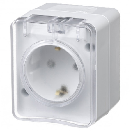 AtlasDesign Profi54 белый розетка открытая 1-мест шторки IP54 