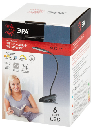 купить Светильник настольный свд 6Вт 3000-6500К лм черный прищепка диммер аккумулятор ЭРА управление жестом в Самаре Светильник настольный свд 6Вт 3000-6500К лм черный прищепка диммер аккумулятор ЭРА управление жестом