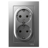 AtlasDesign сталь розетка скрытая 2-мест заземление IP20 