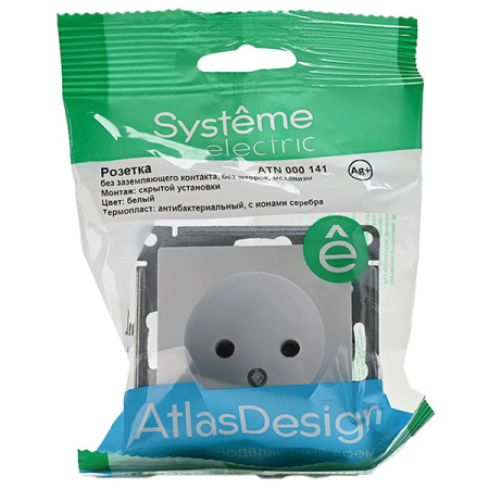 AtlasDesign белый розетка скрытая 1-мест IP20 