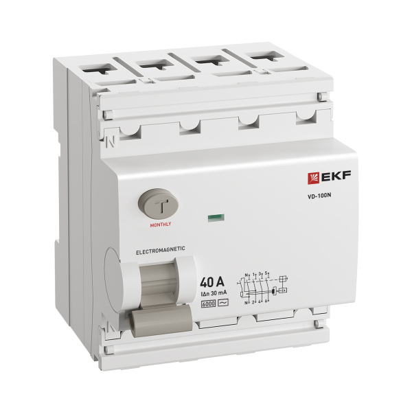 купить Выключатель дифференциальный (УЗО) 4Р 40А 30мА AC 6кА ВД-100N EKF PROxima в Самаре Выключатель дифференциальный (УЗО) 4Р 40А 30мА AC 6кА ВД-100N EKF PROxima