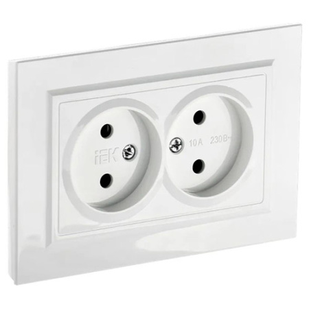 купить Брайт белый розетка скрытая 2-мест IP20  в Самаре Брайт белый розетка скрытая 2-мест IP20