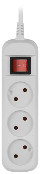 купить Удлинитель 3-мест 3м ПВС 2*0,75 белый выкл PlexUp   в Самаре Удлинитель 3-мест 3м ПВС 2*0,75 белый выкл PlexUp