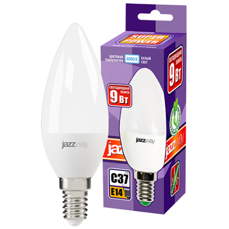 купить Лампа свеча свд Е14 9Вт 4000К 820лм С37 матовая Jazzway  в Самаре Лампа свеча свд Е14 9Вт 4000К 820лм С37 матовая Jazzway
