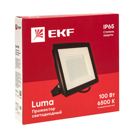 купить Прожектор свд 100Вт 6500К 8000лм черный IP65 110° Luma EKF в Самаре Прожектор свд 100Вт 6500К 8000лм черный IP65 110° Luma EKF