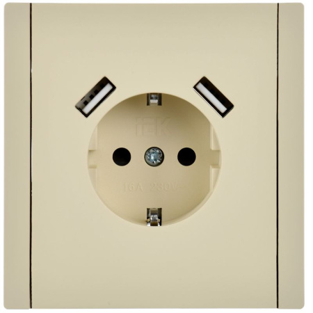 купить Фортепиано ваниль розетка скрытая 1-мест заземление шторки USB IP20  в Самаре Фортепиано ваниль розетка скрытая 1-мест заземление шторки USB IP20