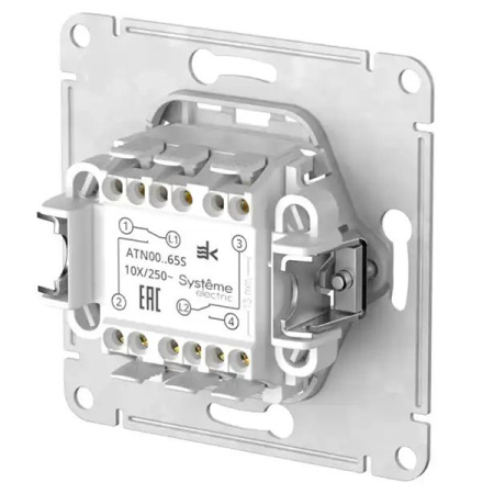 AtlasDesign карбон переключатель 2кл скрытая 10А IP20 быстрозажим.клем.  