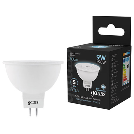 купить Лампа свд 220В GU5.3 9Вт 4100К 830лм MR16 прозрачная Gauss  в Самаре Лампа свд 220В GU5.3 9Вт 4100К 830лм MR16 прозрачная Gauss