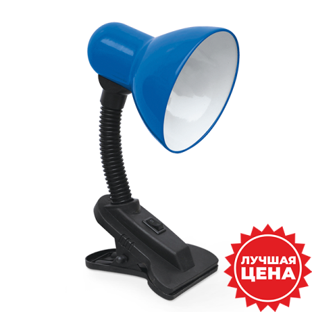 купить Светильник настольный 40Вт E27 синий прищепка  в Самаре Светильник настольный 40Вт E27 синий прищепка