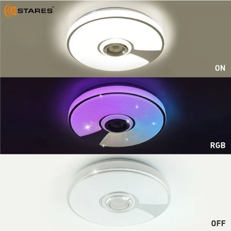 купить Светильник настенно-потолочный свд 60Вт RGB круг белый/хром  пульт ДУ Estares музыкальная, API в Самаре Светильник настенно-потолочный свд 60Вт RGB круг белый/хром  пульт ДУ Estares музыкальная, API