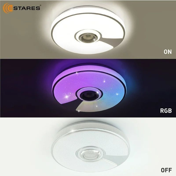 купить Светильник настенно-потолочный свд 60Вт RGB круг белый/хром  пульт ДУ Estares музыкальная, API в Самаре Светильник настенно-потолочный свд 60Вт RGB круг белый/хром  пульт ДУ Estares музыкальная, API